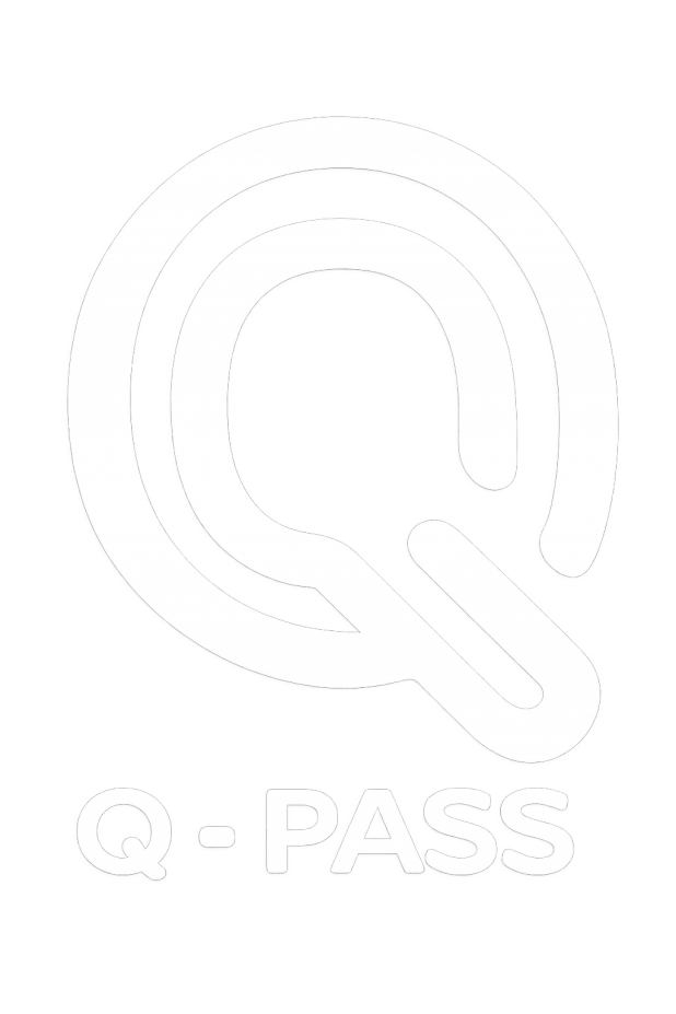 Q - PASS Logo. White